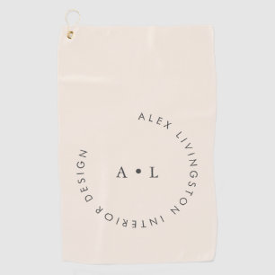 Serviette De Golf Monogramme Cercle Crème Ivoire Moderne Minimaliste