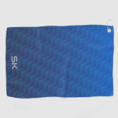 Serviette De Golf Monogramme Chevron Bleu Dégradé (Horizontal)