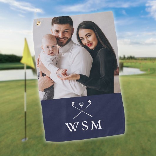 Serviette De Golf Monogramme classique bleu marine photo Clubs de go