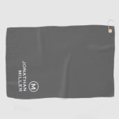 Serviette De Golf Monogramme classique gris minimal (Horizontal)
