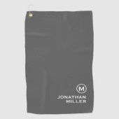 Serviette De Golf Monogramme classique gris minimal (Devant)