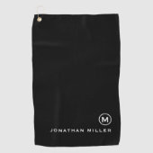 Serviette De Golf Monogramme classique noir minimal (Devant)
