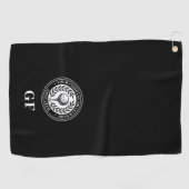 Serviette De Golf Monogramme classique Nom personnalisé Noir (Horizontal)