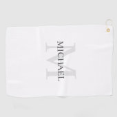 Serviette De Golf Monogramme classique personnalisé et nom (Horizontal)