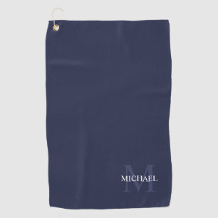Serviette De Golf Monogramme classique personnalisé et nom Navy Blu