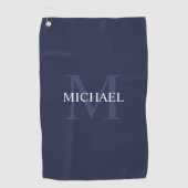 Serviette De Golf Monogramme classique personnalisé et nom Navy Blue (Devant)