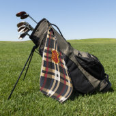 Serviette De Golf Monogramme Classique Style Plaid Noir Rouge & Beig (Vert)