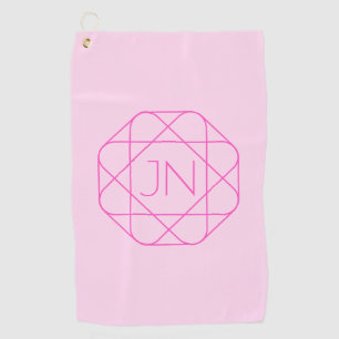Serviette De Golf Monogramme cool, Style de logo de hanche   Rose & 