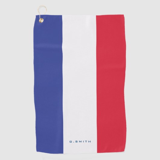 Serviette De Golf Monogramme.Couleurs du drapeau français. (Devant)