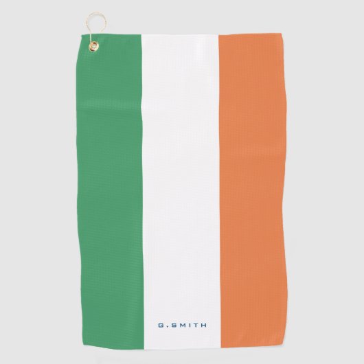 Serviette De Golf Monogramme.Couleurs du drapeau irlandais. (Devant)
