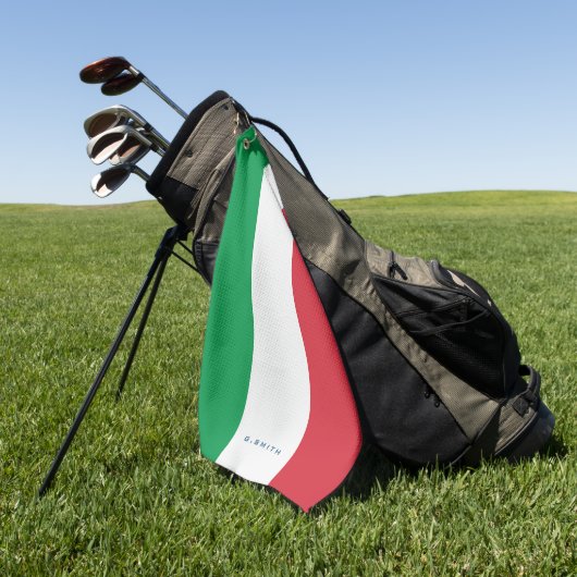 Serviette De Golf Monogramme.Couleurs du drapeau italien. (Vert)