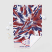 Serviette De Golf Monogramme Cravate rouge, blanc et bleu | Aquarell (En situation)