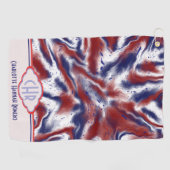 Serviette De Golf Monogramme Cravate rouge, blanc et bleu | Aquarell (Horizontal)