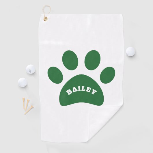 Serviette De Golf Monogramme Cute Empreinte de patte (En situation)
