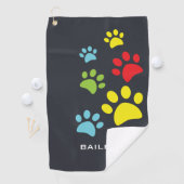 Serviette De Golf Monogramme Cute Empreintes de pattes (En situation)