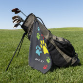 Serviette De Golf Monogramme Cute Empreintes de pattes (Vert)