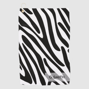 Serviette De Golf Monogramme: Cute Zebra Stripes Motif Safari.