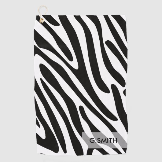 Serviette De Golf Monogramme: Cute Zebra Stripes Motif Safari. (Devant)