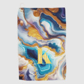 Serviette De Golf Monogramme d'âge doré Aqua Turquoise personnalisé (Devant)