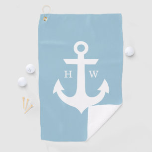 Serviette De Golf Monogramme d'Ancre de bleus layette et de blanc