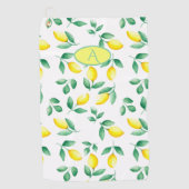 Serviette De Golf Monogramme d'aquarelle jaune citrons (Devant)