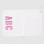 Serviette De Golf Monogramme de 3 lettres en rose empilée (Horizontal)