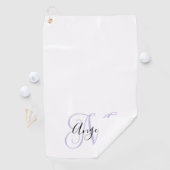 Serviette De Golf Monogramme de calligraphie girly lavande pâle (En situation)