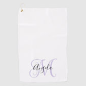 Serviette De Golf Monogramme de calligraphie girly lavande pâle (Devant)