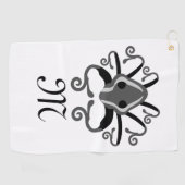 Serviette De Golf Monogramme de calmar gris (Horizontal)
