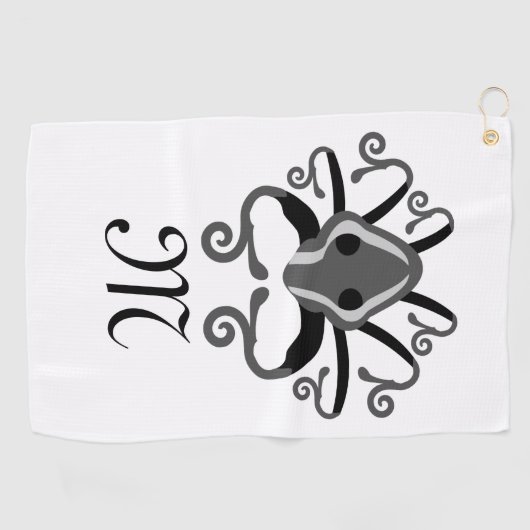 Serviette De Golf Monogramme de calmar gris (Horizontal)