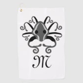 Serviette De Golf Monogramme de calmar gris (Devant)