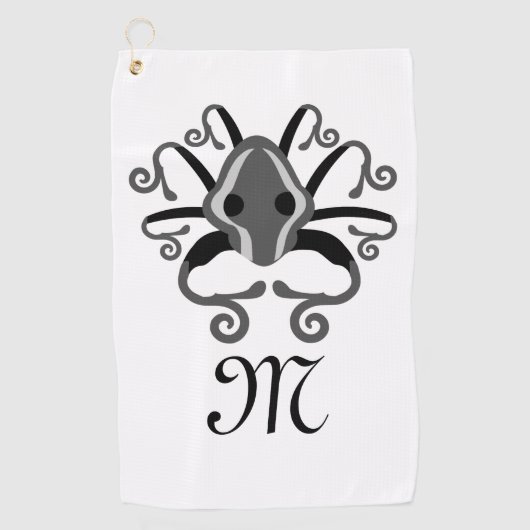 Serviette De Golf Monogramme de calmar gris (Devant)