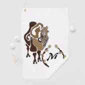 Serviette De Golf Monogramme de chameau de Bactrie lunaire (En situation)