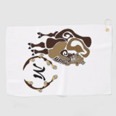 Serviette De Golf Monogramme de chameau de Bactrie lunaire (Horizontal)
