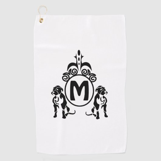 Serviette De Golf Monogramme de chien à deux gardes (Devant)