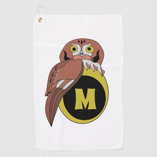 Serviette De Golf Monogramme de Chouette de l'Est (Devant)