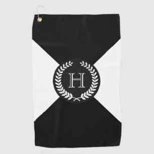 Serviette De Golf Monogramme de couronne de laurier noir