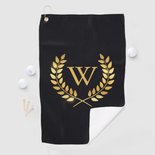 Serviette De Golf Monogramme de couronne d'or Laurel (En situation)