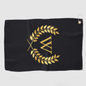 Serviette De Golf Monogramme de couronne d'or Laurel (Horizontal)