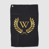 Serviette De Golf Monogramme de couronne d'or Laurel (Devant)