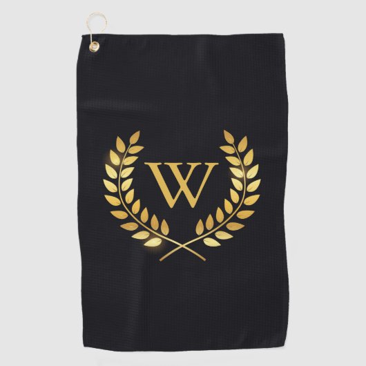 Serviette De Golf Monogramme de couronne d'or Laurel (Devant)