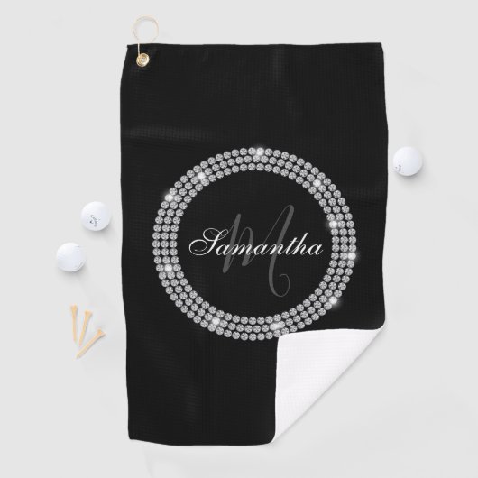 Serviette De Golf Monogramme de diamants (En situation)