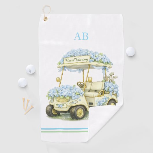 Serviette de golf | Monogramme de fairway floral (En situation)