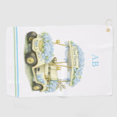 Serviette de golf | Monogramme de fairway floral (Horizontal)