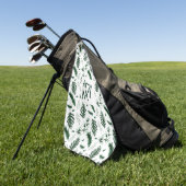 Serviette De Golf Monogramme de feuilles vertes de forêt 3 Initiales (Vert)