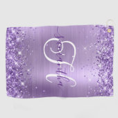 Serviette De Golf Monogramme de glam violet de la Glitterie (Horizontal)
