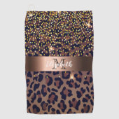Serviette De Golf Monogramme de glamour brun motif léopard brun noir (Devant)
