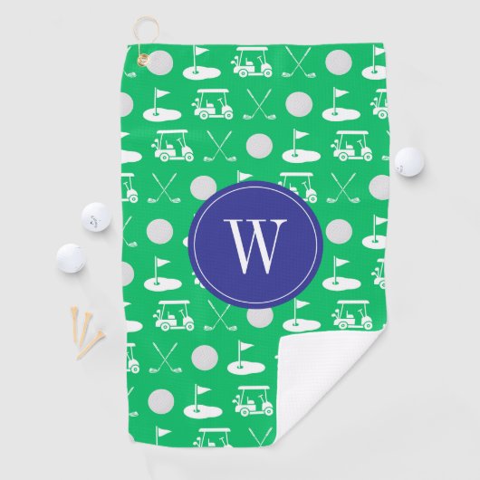 Serviette De Golf Monogramme de golf bleu et vert (En situation)