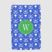 Serviette De Golf Monogramme de golf bleu et vert (Devant)