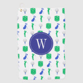 Serviette De Golf Monogramme de golf bleu et vert (Devant)